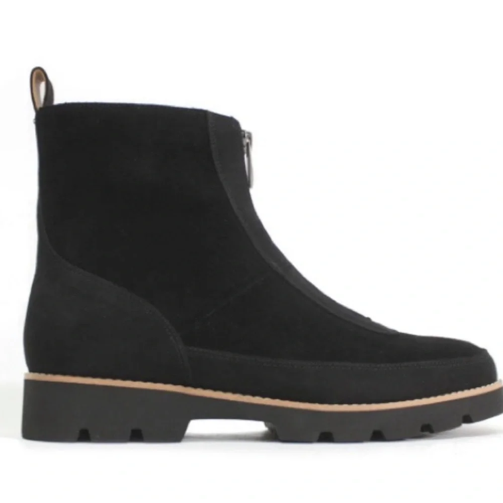 NEW Vionic Estilo Womens Ankle Boots Center Zip Black Waterproof Suede Size 7 - Picture 2 of 4